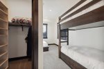 Twin over twin bunks  a king in this bedroom 